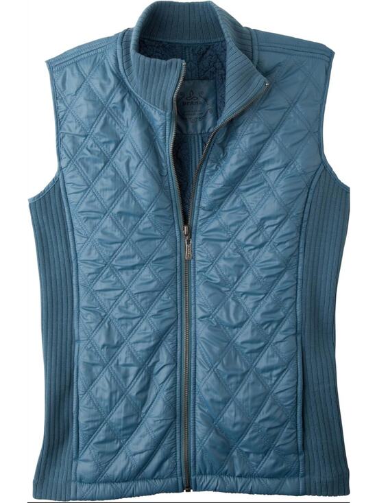 Prana Jackets & Blazers - prAna Diva Puffer Vest Sherpa Lined Full Zip Diamond Quilted Ribbed Blue XS